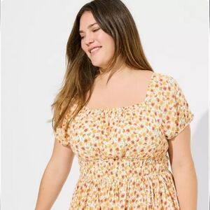 Torrid Orange Floral Criss Cross Back Top